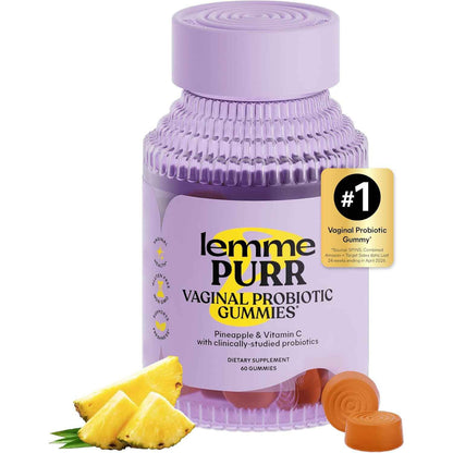 Lemme Purr Vaginal Probiotic Gummies, Vitamin C, Pineapple, 60 Count