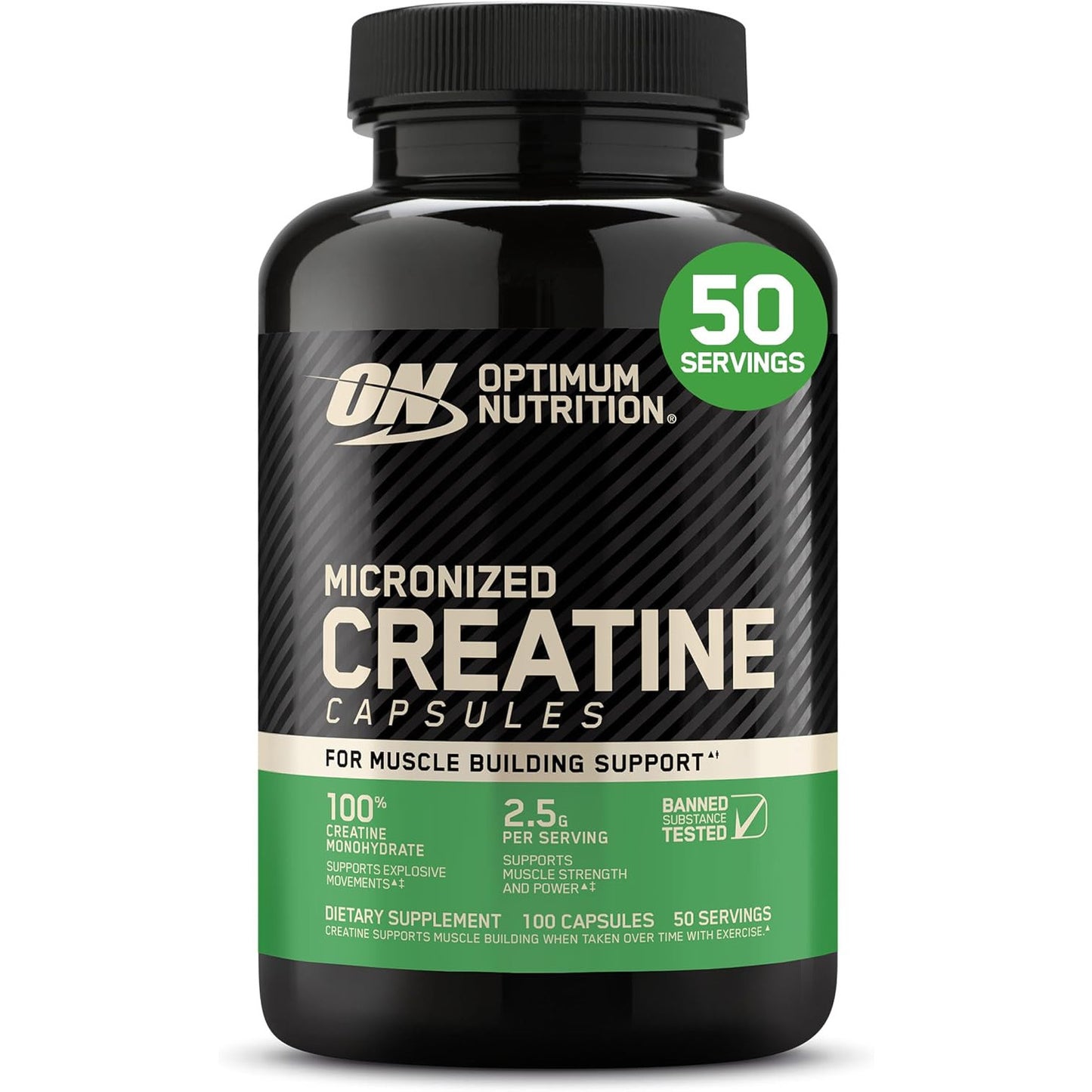 Optimum Nutrition Micronized Creatine Monohydrate Capsules 2.5g Per Serving 50 Servings