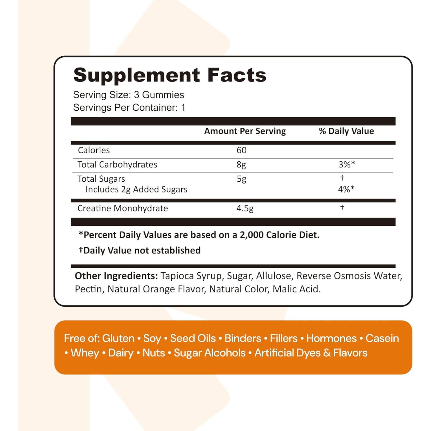 Create Creatine Monohydrate Gummies Anti-Melting Formula Vegan 90 Count