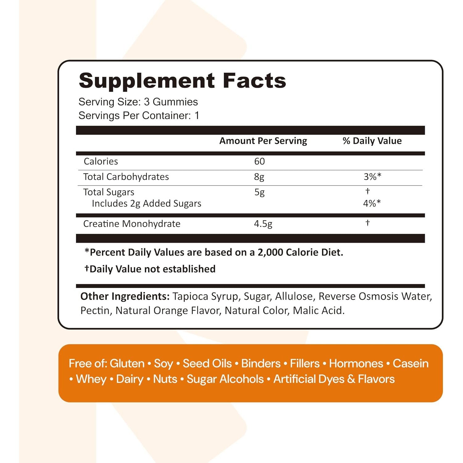 Create Creatine Monohydrate Gummies Anti-Melting Formula Vegan 90 Count