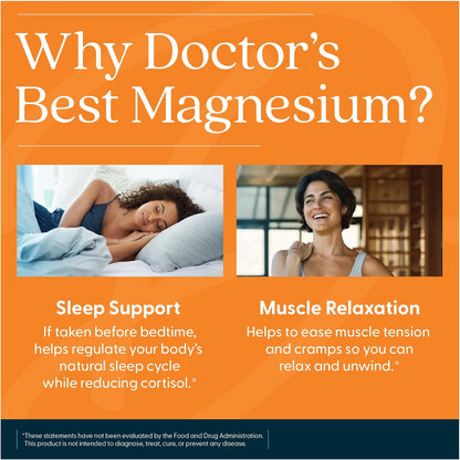 Doctor's Best High Absorption Magnesium Glycinate Lysinate Supplement Tablets 200mg
