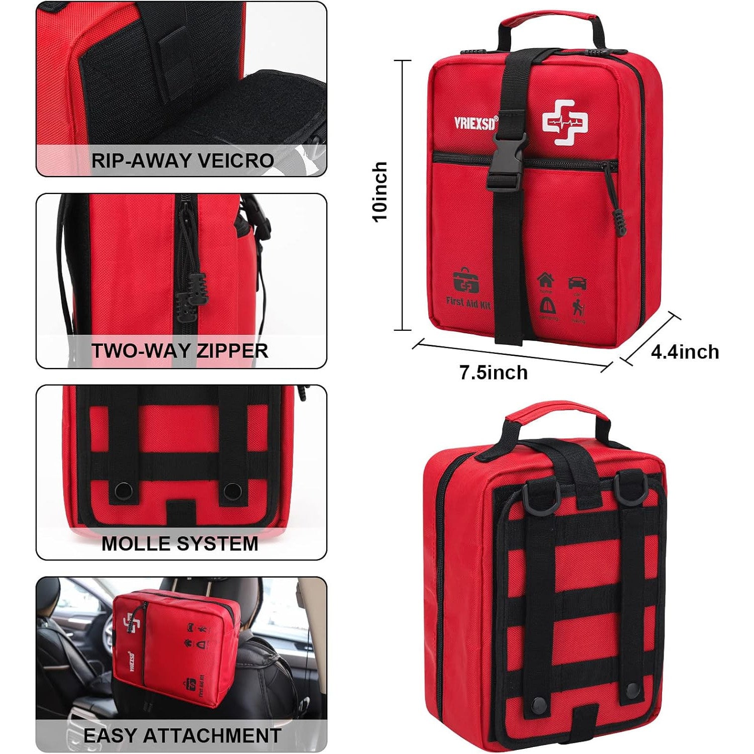 VRIEXSD 400 Pieces All-Purpose First Aid Kit Comprehensive Emergency Medical Supplies for Home Car Travel Camping Office Outdoor