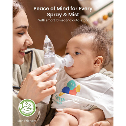 GROWNSY SniffEase 3-in-1 Baby Nasal Aspirator Spray Suction Mist Hospital-Grade Nose Suction Soothing Light Music Large Chamber Easy Clean Grey