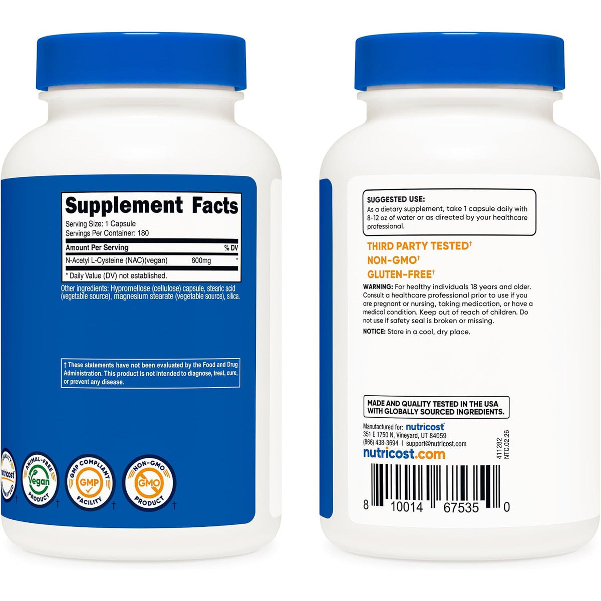 Nutricost NAC Immune and Respiratory Support Capsules