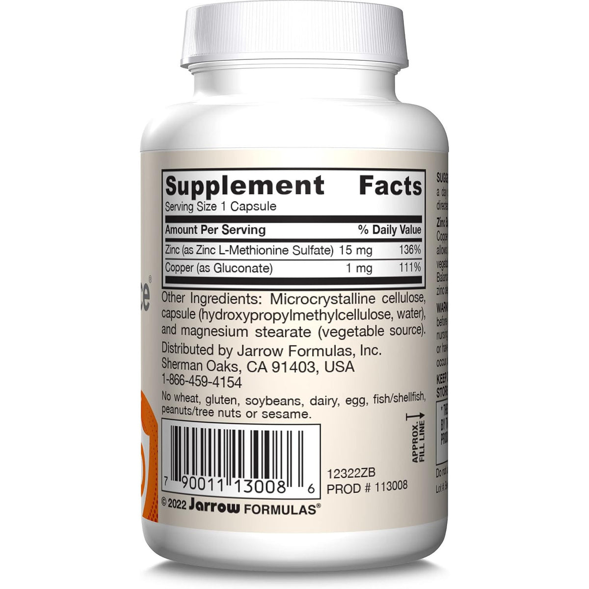Jarrow Formulas Zinc Balance 15 mg 100 Veggie Caps