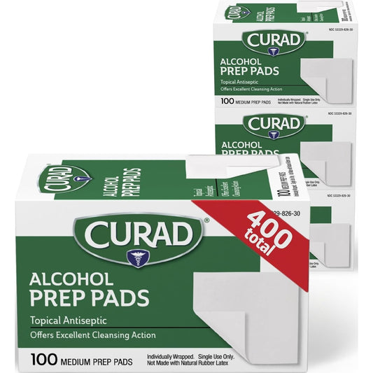 CURAD 70% Isopropyl Alcohol Prep Pads 400 Count First Aid Wipes