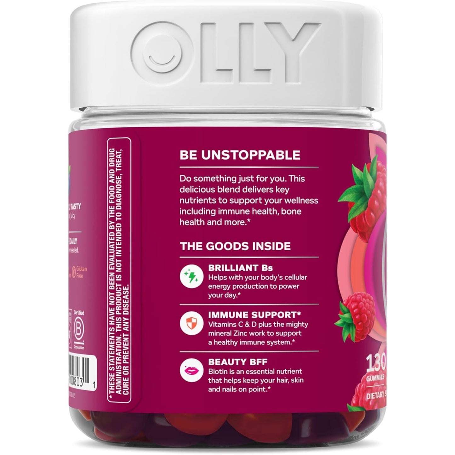 OLLY Women's Multivitamin Gummy Overall Wellness Berry Flavored