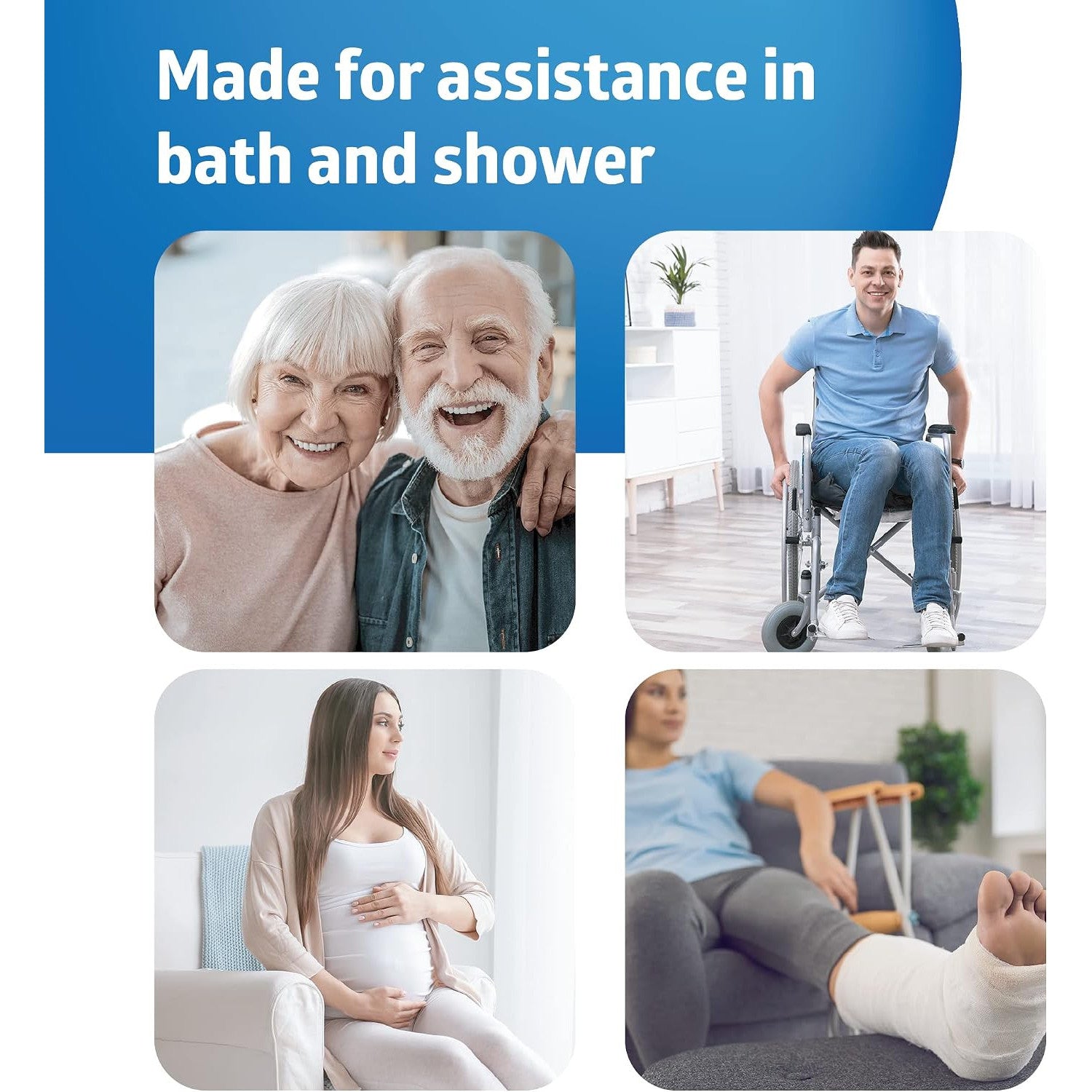 Medline Shower Chair with Backrest Padded Armrests 350 lb Capacity Bath Bench Seat Stool