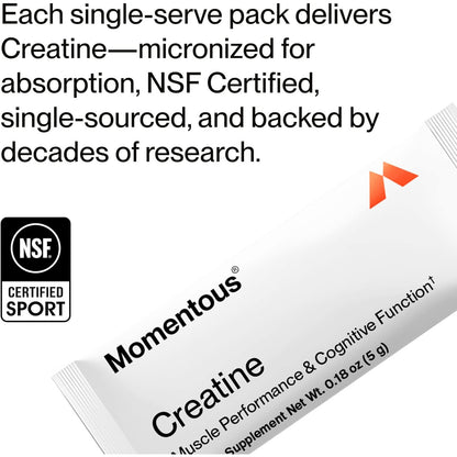 Momentous Creatine Monohydrate Powder NSF Certified for Sport 5 g per Serving