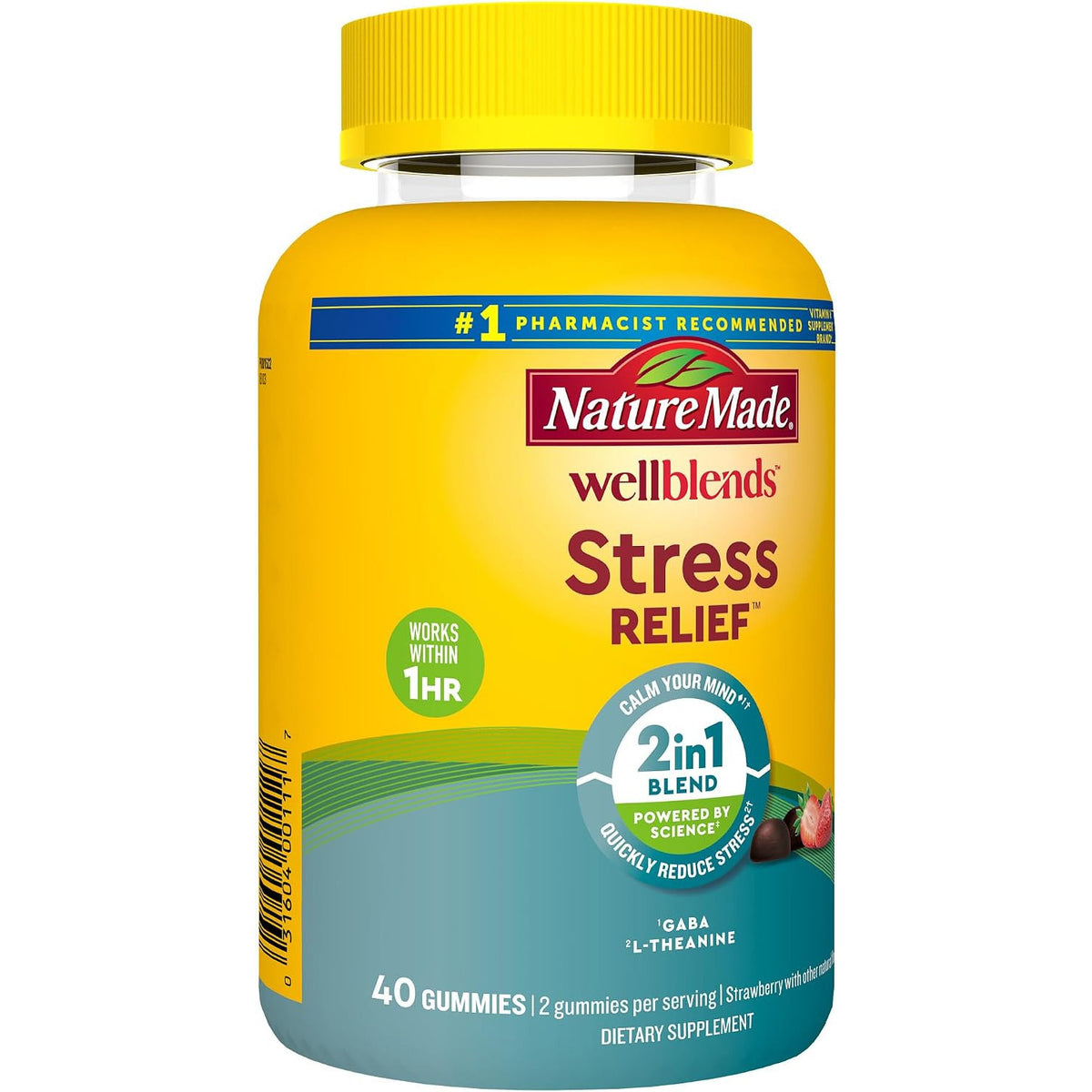 Nature Made Wellblends Stress Relief Strawberry Gummies 40 Count