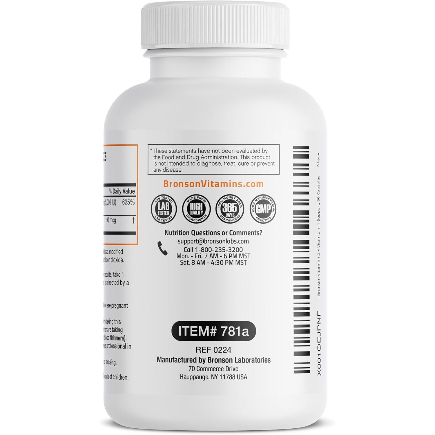 Bronson Vitamin K2 D3 (MK7) Supplement 5000IU 90mcg Capsules