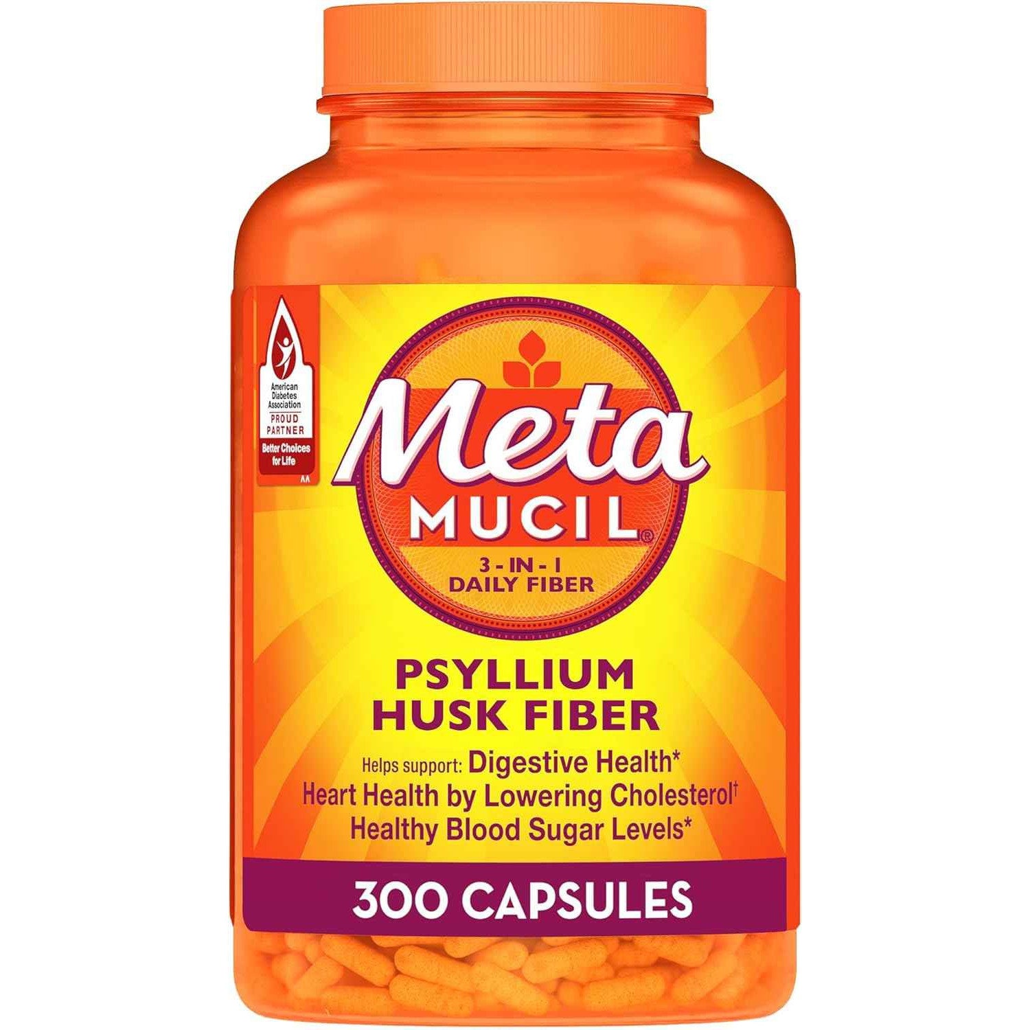 Metamucil Psyllium Husk Fiber Capsules 3-in-1 Supplement