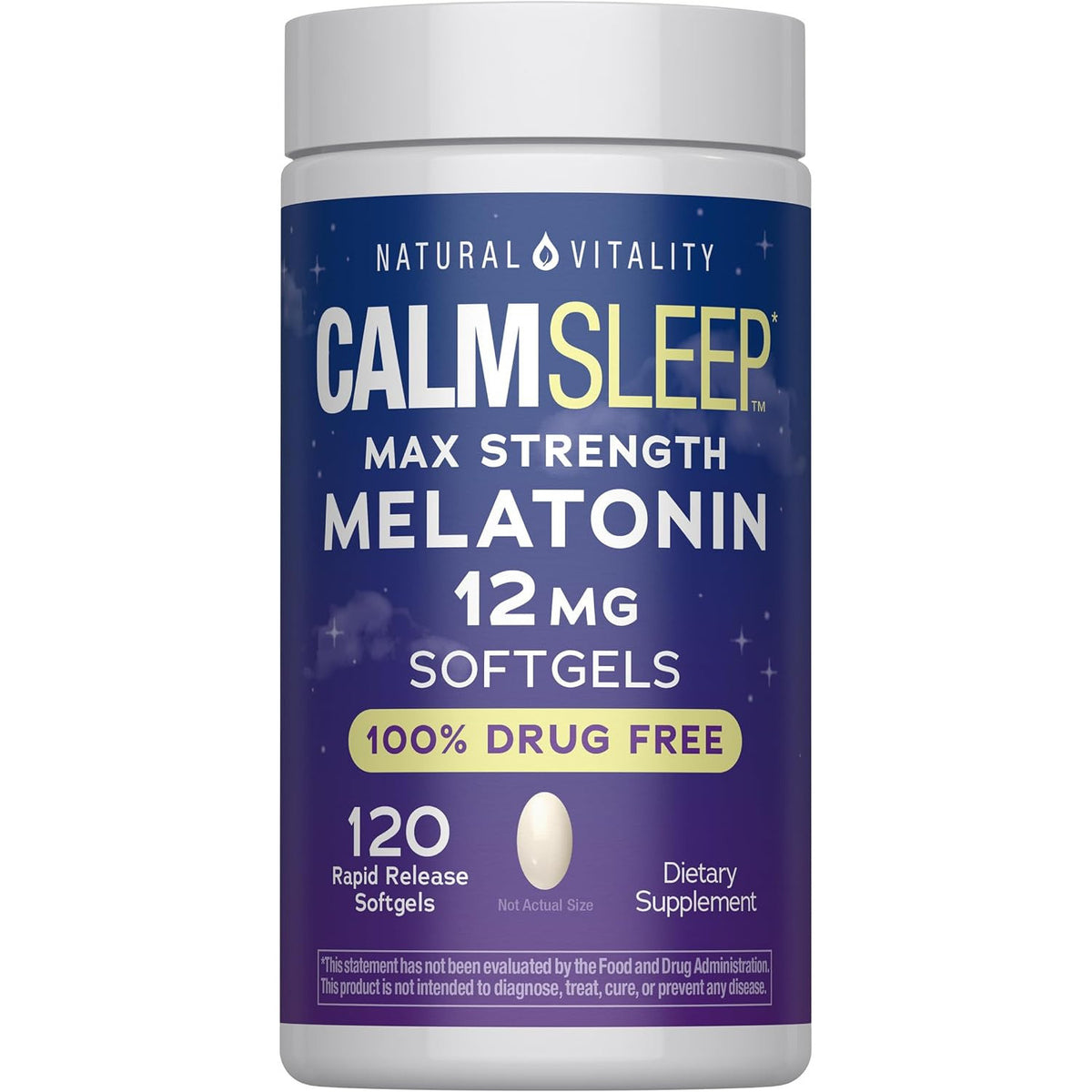 Natural Vitality Calm Sleep Ashwagandha Melatonin Stress Mood Support Capsules