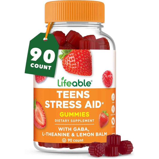Lifeable Stress Aid Teens Mood Support Berry Gummies 90 Count