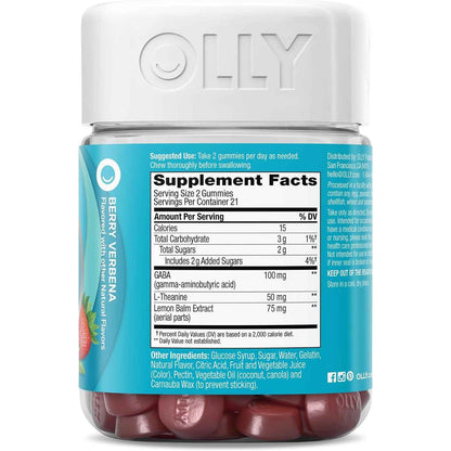 OLLY Goodbye Stress Support Supplement Berry Verbena Gummies