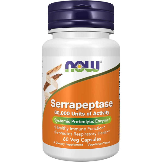 NOW Serrapeptase Immune Respiratory Support Formula Veg Capsules