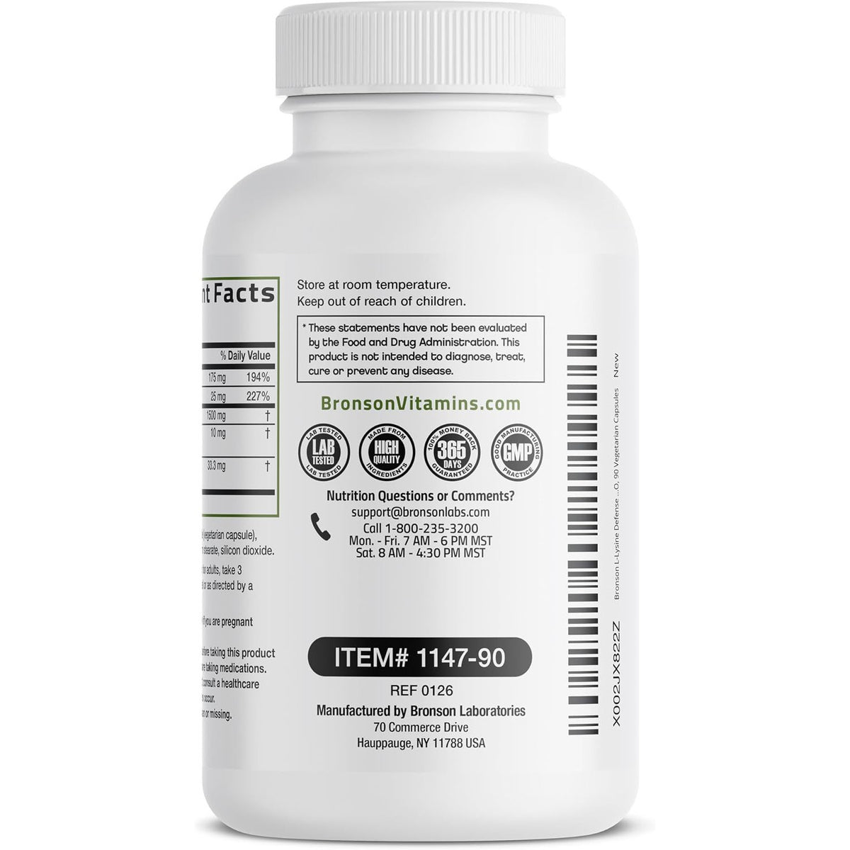 Bronson L-Lysine Defense Immune Support Complex Capsules
