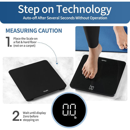 Vitafit Digital Bathroom Scale 400 lb Capacity 0.1 lb Accuracy Step-On LED Display Spray Silver Black