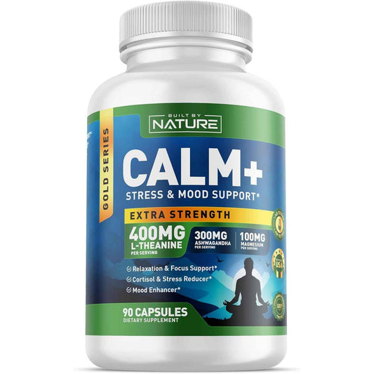 Built by Nature Calm+ Stress Mood Support Supplement Capsules 90 Count