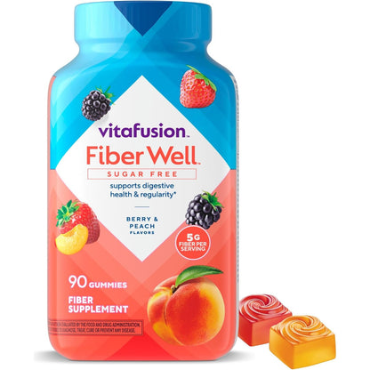 Vitafusion Fiber Well Sugar Free Prebiotic Gummies 5g 90 Count