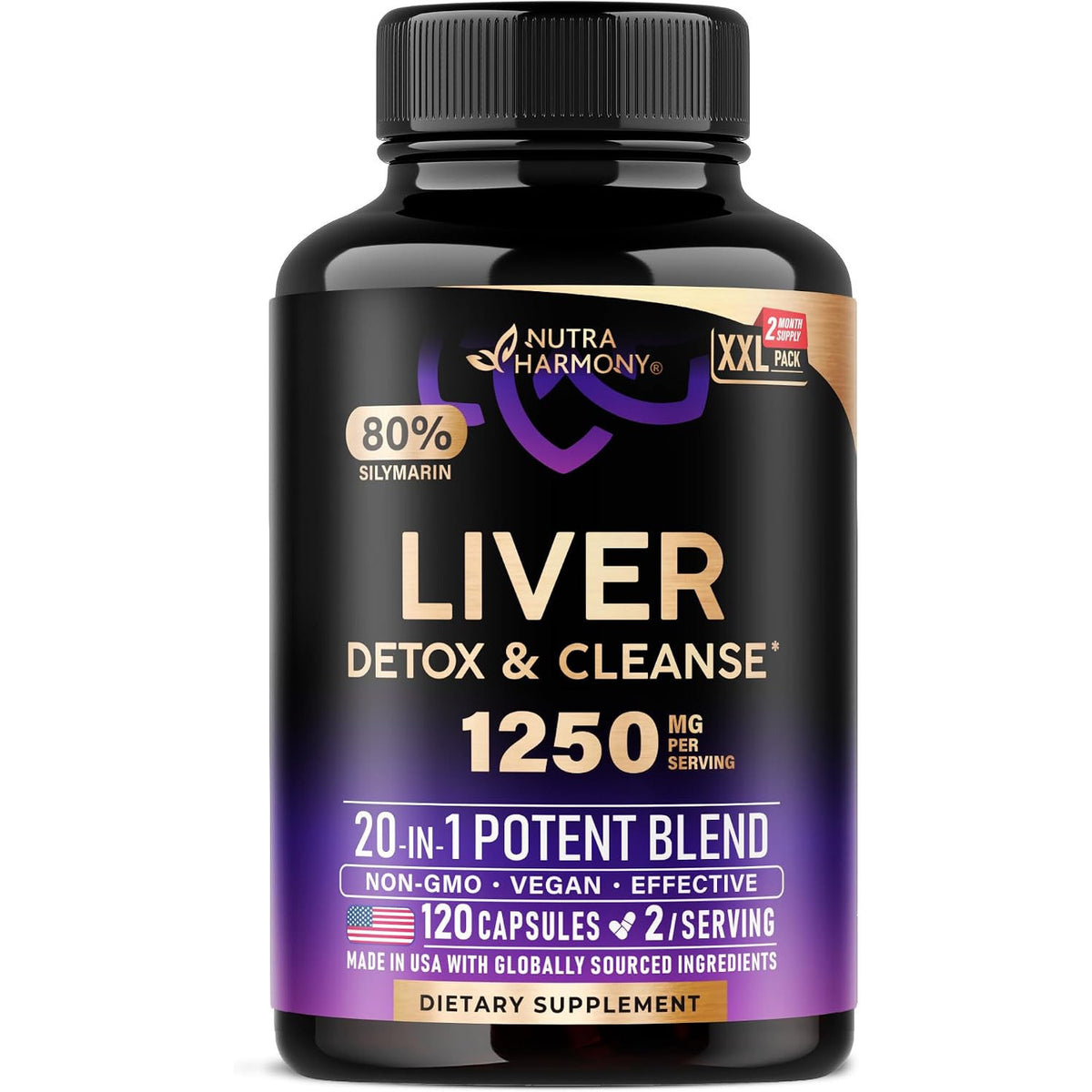 NUTRAHARMONY Milk Thistle TUDCA Liver Cleanse Detox Support Capsules