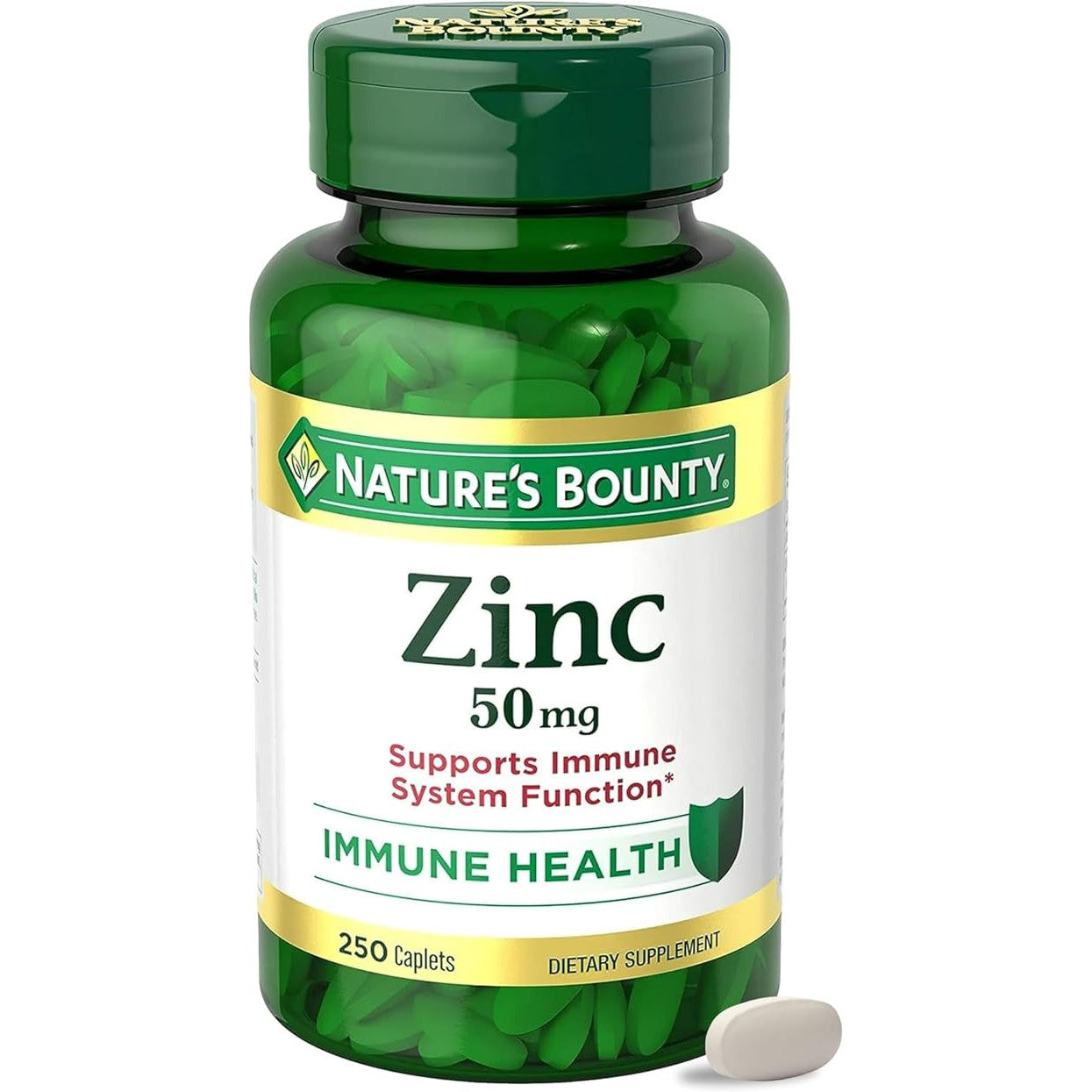 Nature's Bounty Zinc 50mg Immune Support Supplement 250 Caplets