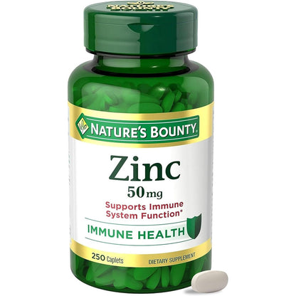 Nature's Bounty Zinc 50mg Immune Support Supplement 250 Caplets