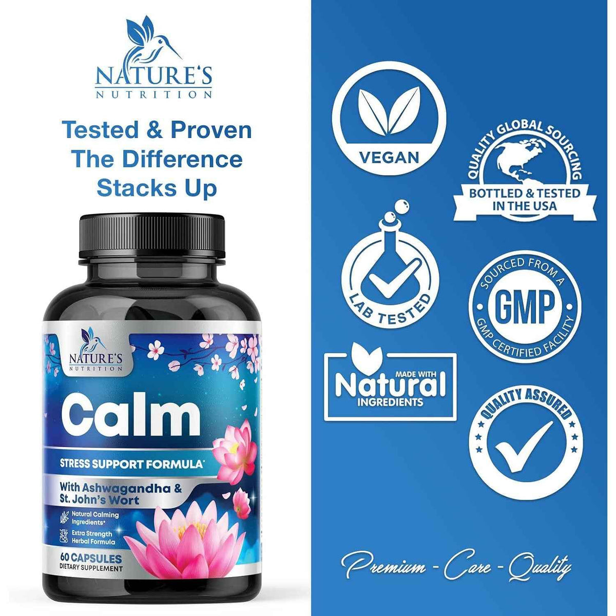 Nature's Nutrition Ashwagandha GABA Stress Mood Support Capsules