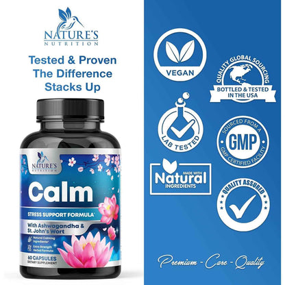 Nature's Nutrition Ashwagandha GABA Stress Mood Support Capsules