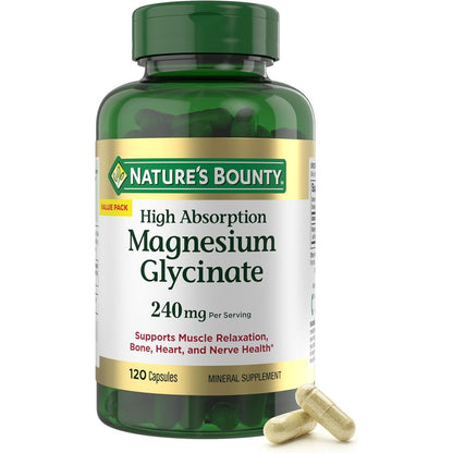 Nature's Bounty High Absorption Magnesium Glycinate 240 mg 120 Capsules