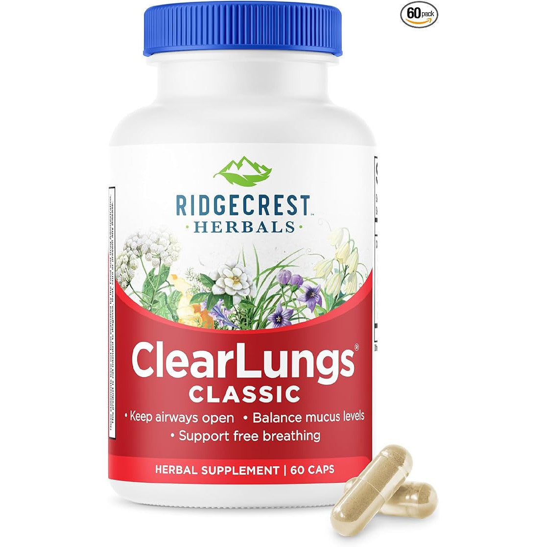 RidgeCrest Herbals ClearLungs Classic Lung Respiratory Support Capsules