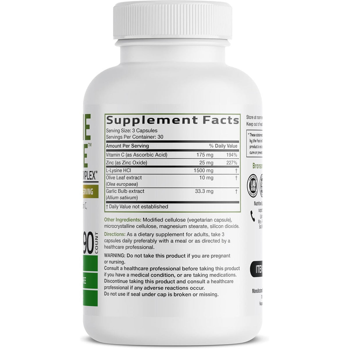 Bronson L-Lysine Defense Immune Support Complex Capsules