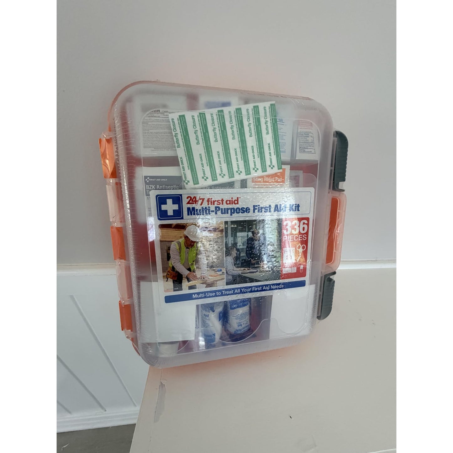 24/7 First Aid OSHA Compliant All-Purpose 100-Person Emergency Kit 336 Pieces Plastic Case with Easy-Slide Latches for Business Home Car
