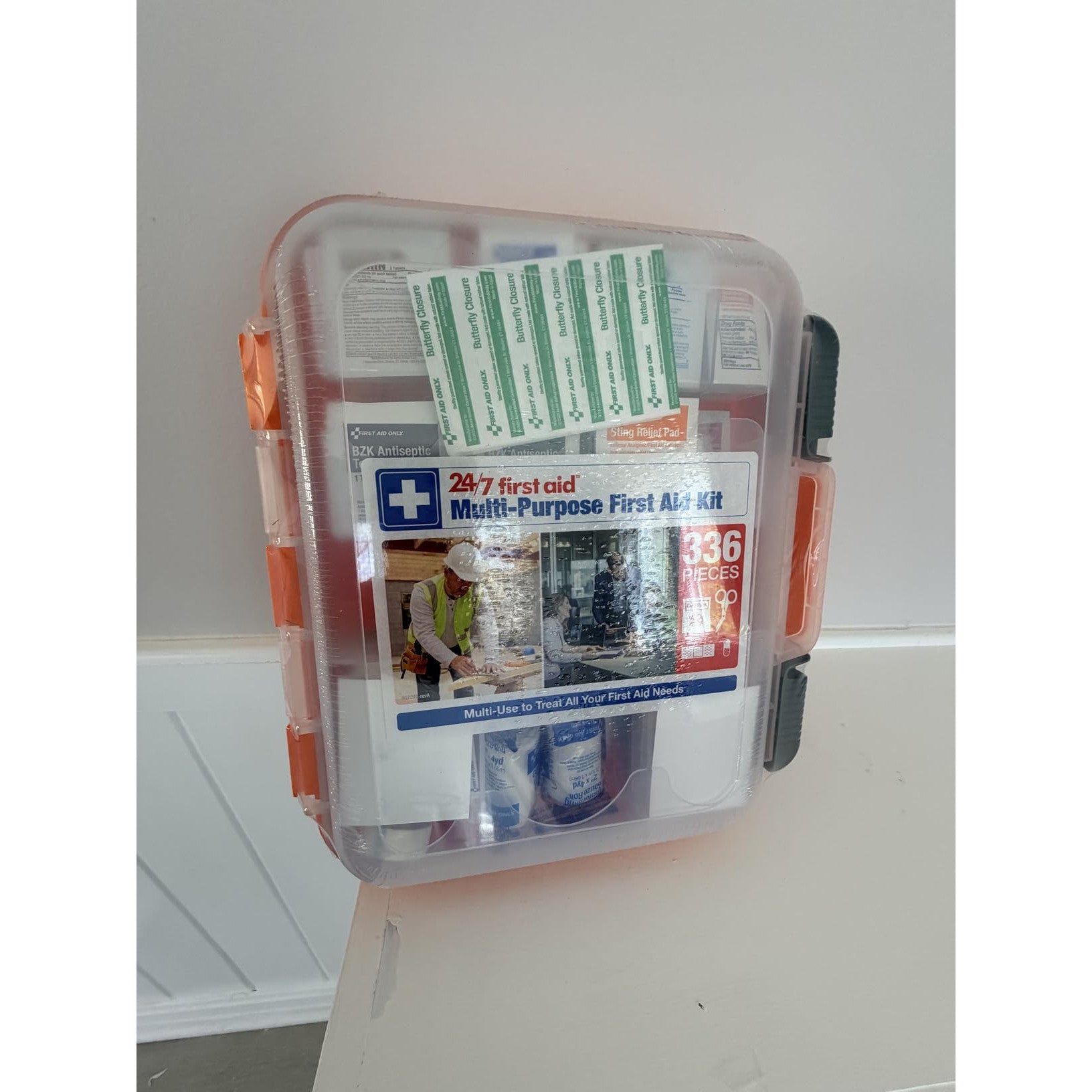 24/7 First Aid OSHA Compliant All-Purpose 100-Person Emergency Kit 336 Pieces Plastic Case with Easy-Slide Latches for Business Home Car