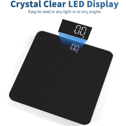 Vitafit Digital Bathroom Scale 400 lb Capacity 0.1 lb Accuracy Step-On LED Display Spray Silver Black