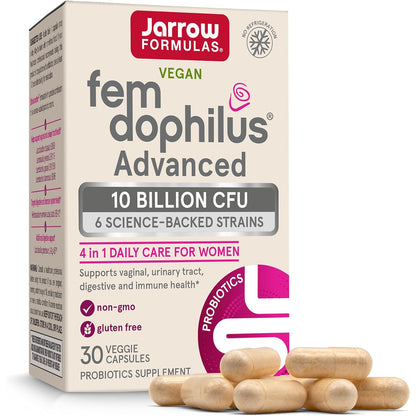 Jarrow Formulas Fem-Dophilus Advanced Probiotic Dietary Supplement Veggie Caps