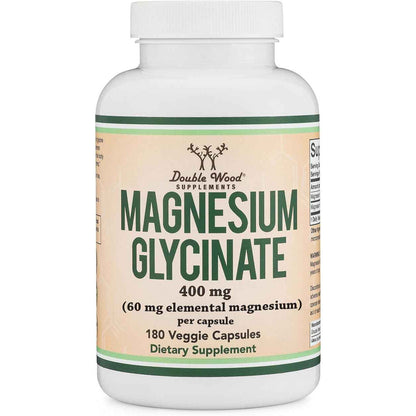 Double Wood Supplements Magnesium Glycinate 400mg Capsules 180 Count