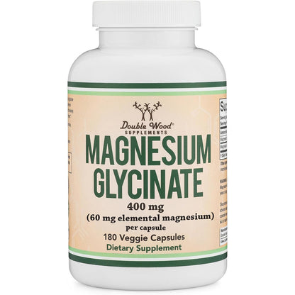 Double Wood Supplements Magnesium Glycinate 400mg Capsules 180 Count