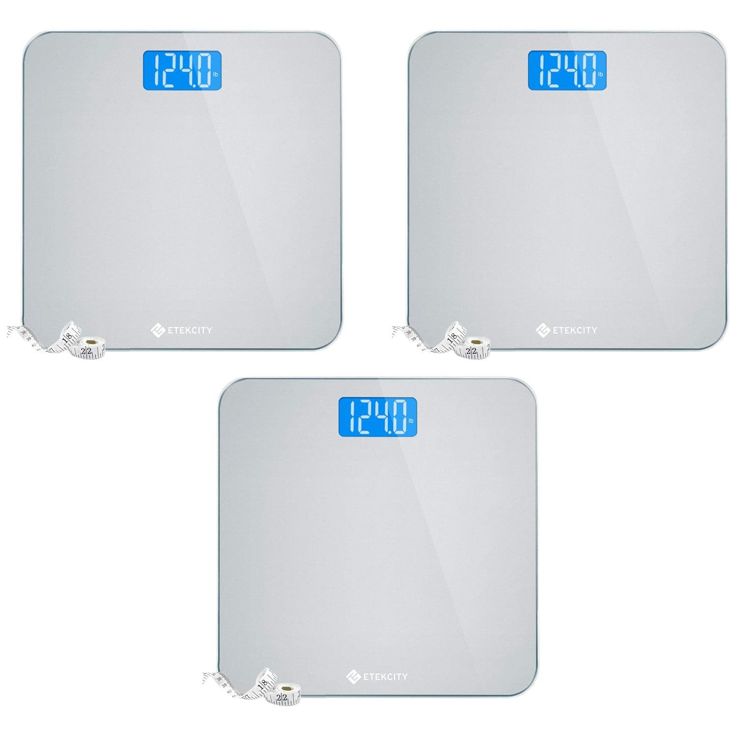 Etekcity Digital Body Weight Bathroom Scale 400 lb Capacity 6mm Tempered Glass Blue LCD Display