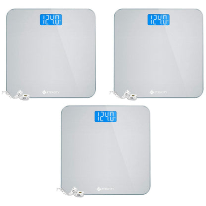 Etekcity Digital Body Weight Bathroom Scale 400 lb Capacity 6mm Tempered Glass Blue LCD Display