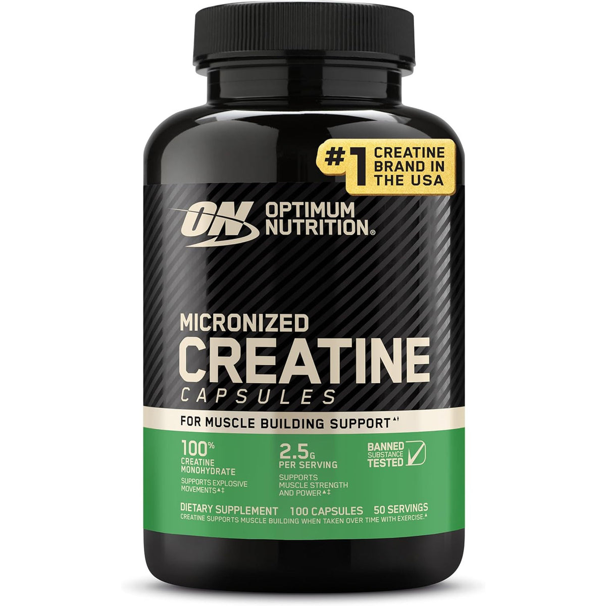 Optimum Nutrition Micronized Creatine Monohydrate Dietary Supplement Capsules