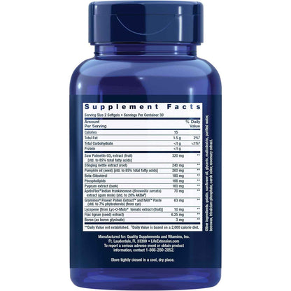 Life Extension Ultra Prostate Formula Saw Palmetto Supplement 60 Count