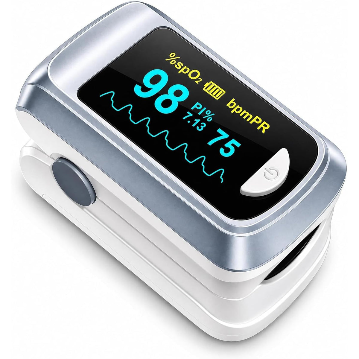 Healthtree JKS50B Fingertip Pulse Oximeter Blood Oxygen Saturation Monitor Heart Rate Fast SpO2 Reading OLED Screen with Lanyard and Batteries