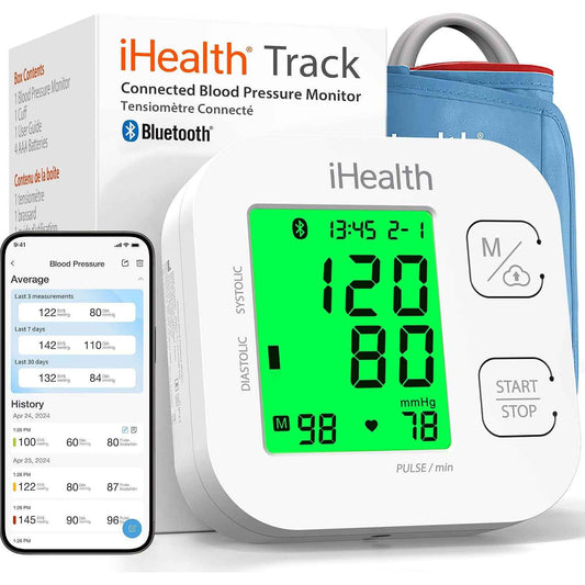 iHealth Track Smart Upper Arm Blood Pressure Monitor Bluetooth Wide Range Cuff for iOS & Android