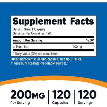 Nutricost L-Theanine 200mg Double Strength Non-GMO Gluten Free Capsules