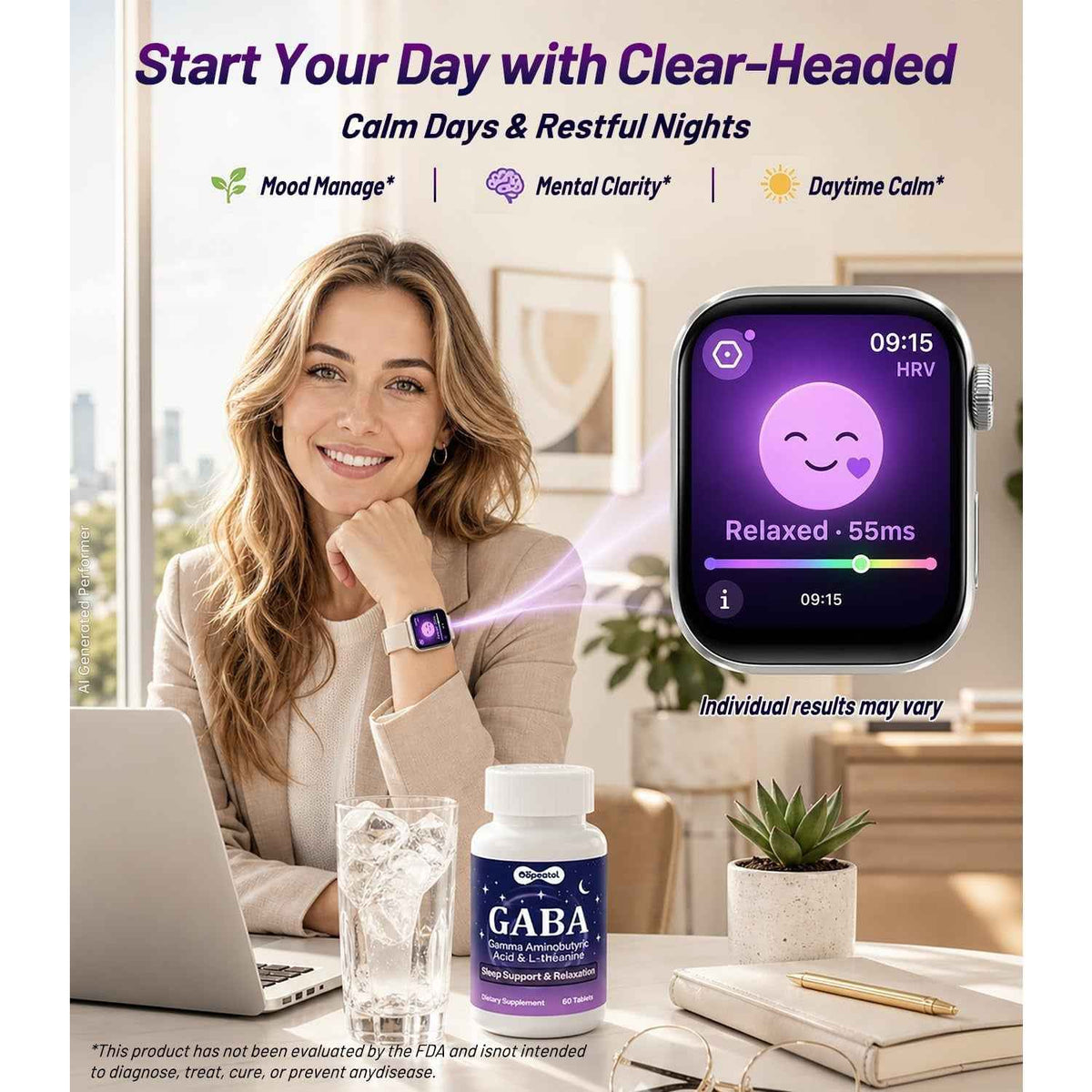 Oopeatol GABA L-Theanine Stress Sleep Mood Support Tablets 60 Count