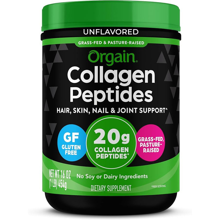 Orgain Hydrolyzed Collagen Peptides Powder 20g Grass Fed Unflavored 1lb