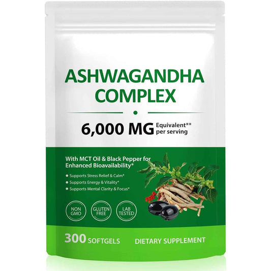 ZUZOKKAHA Ashwagandha Extract Relaxation Calm Mood Supplement Softgels 300 Count