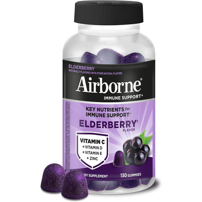 Airborne Elderberry Zinc Vitamin C Gummies Adults Immune Support 50 Count