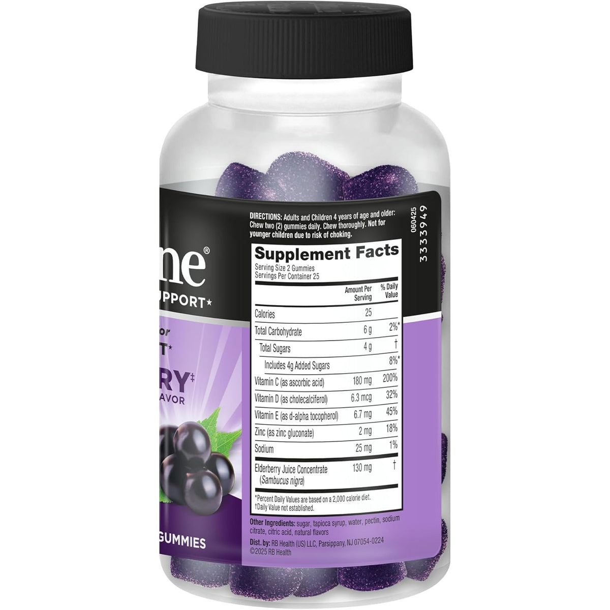 Airborne Elderberry Zinc Vitamin C Gummies Adults Immune Support 50 Count